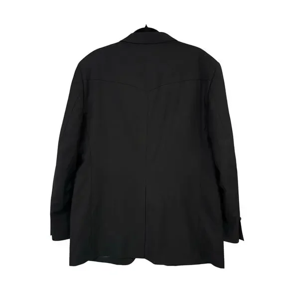Bar W S Men's Blazer Jacket Western Sports Coat Size 44L Wool Blend Black